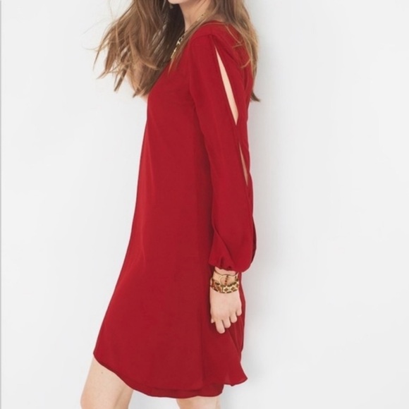 WHBM Red Boho Split-Front Dress - Picture 1 of 6